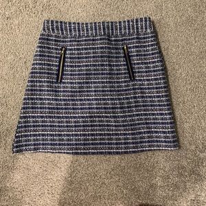 Loft petite twill a line mini blue skirt with front zip pockets - 6P